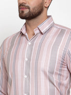 Jainish Pink Men's Cotton Striped Formal Shirt's ( SF 748Light-Pink ) | Grocsy