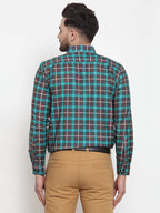 Jainish Green Men's Cotton Checked Formal Shirt's ( SF 749Green-Black ) | Grocsy