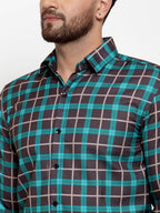 Jainish Green Men's Cotton Checked Formal Shirt's ( SF 749Green-Black ) | Grocsy
