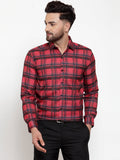 Jainish Red Men's Cotton Checked Formal Shirt's ( SF 750Red ) | Grocsy