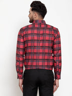 Jainish Red Men's Cotton Checked Formal Shirt's ( SF 750Red ) | Grocsy