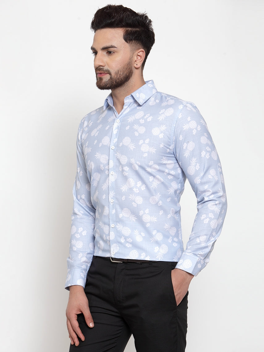 Jainish Blue Men's Cotton Printed Formal Shirt's ( SF 751Sky ) | Grocsy