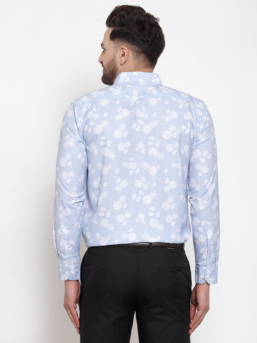 Jainish Blue Men's Cotton Printed Formal Shirt's ( SF 751Sky ) | Grocsy