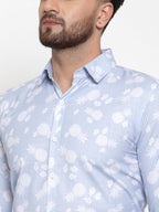 Jainish Blue Men's Cotton Printed Formal Shirt's ( SF 751Sky ) | Grocsy