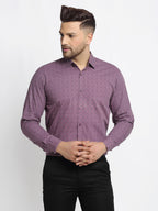 Jainish Magenta Men's Cotton Printed Formal Shirt's ( SF 752Wine ) | Grocsy