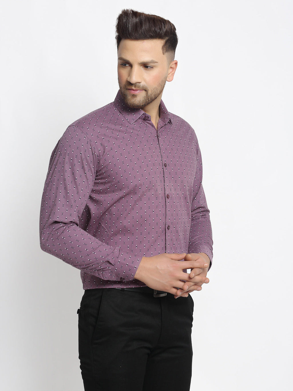Jainish Magenta Men's Cotton Printed Formal Shirt's ( SF 752Wine ) | Grocsy