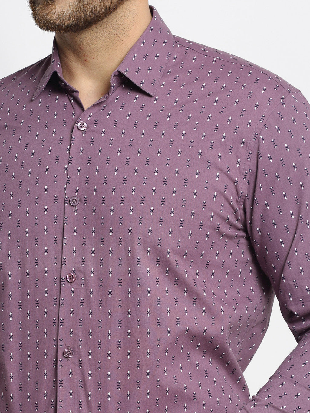 Jainish Magenta Men's Cotton Printed Formal Shirt's ( SF 752Wine ) | Grocsy