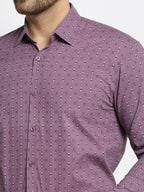 Jainish Magenta Men's Cotton Printed Formal Shirt's ( SF 752Wine ) | Grocsy