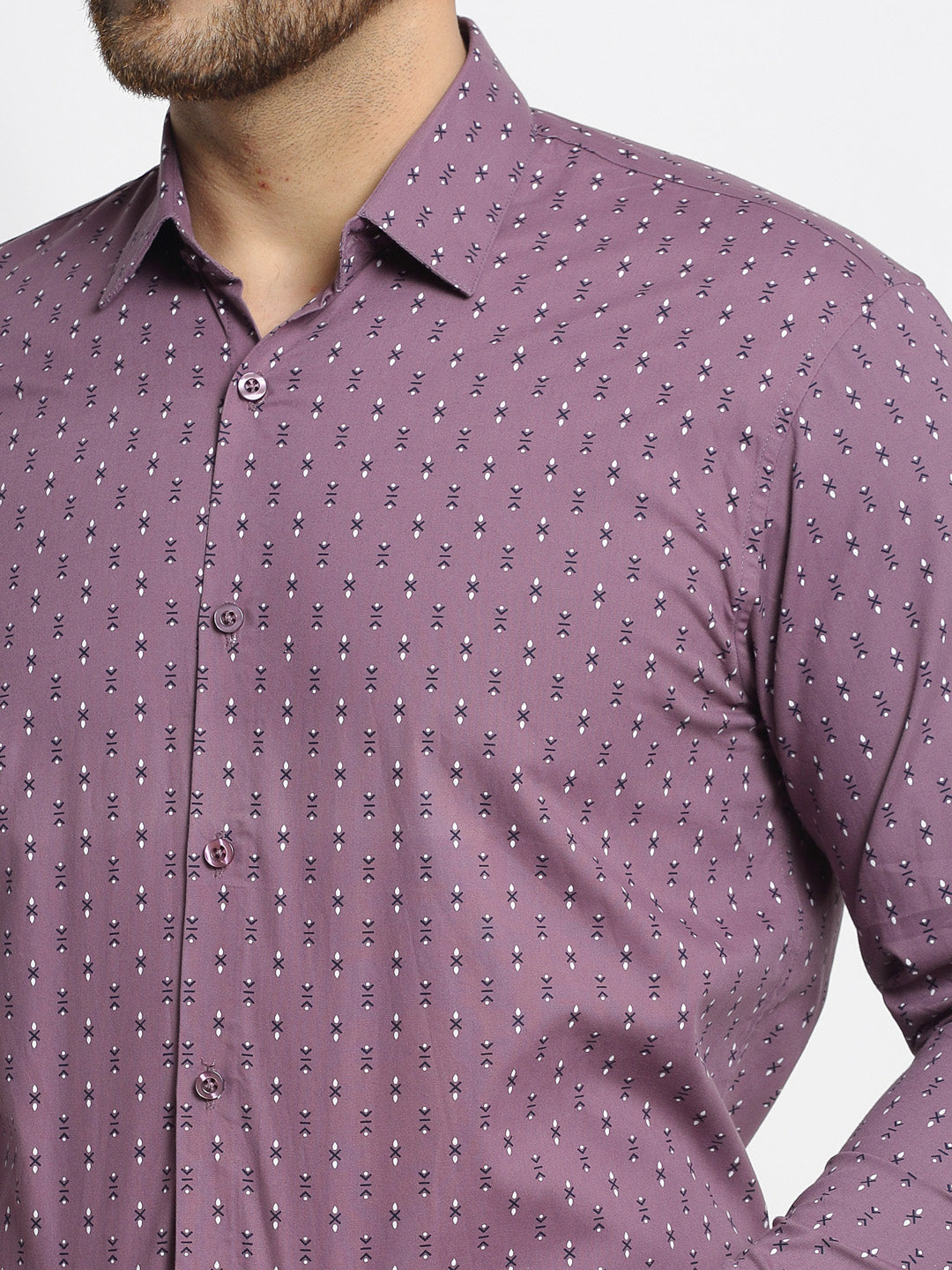 Jainish Magenta Men's Cotton Printed Formal Shirt's ( SF 752Wine ) | Grocsy