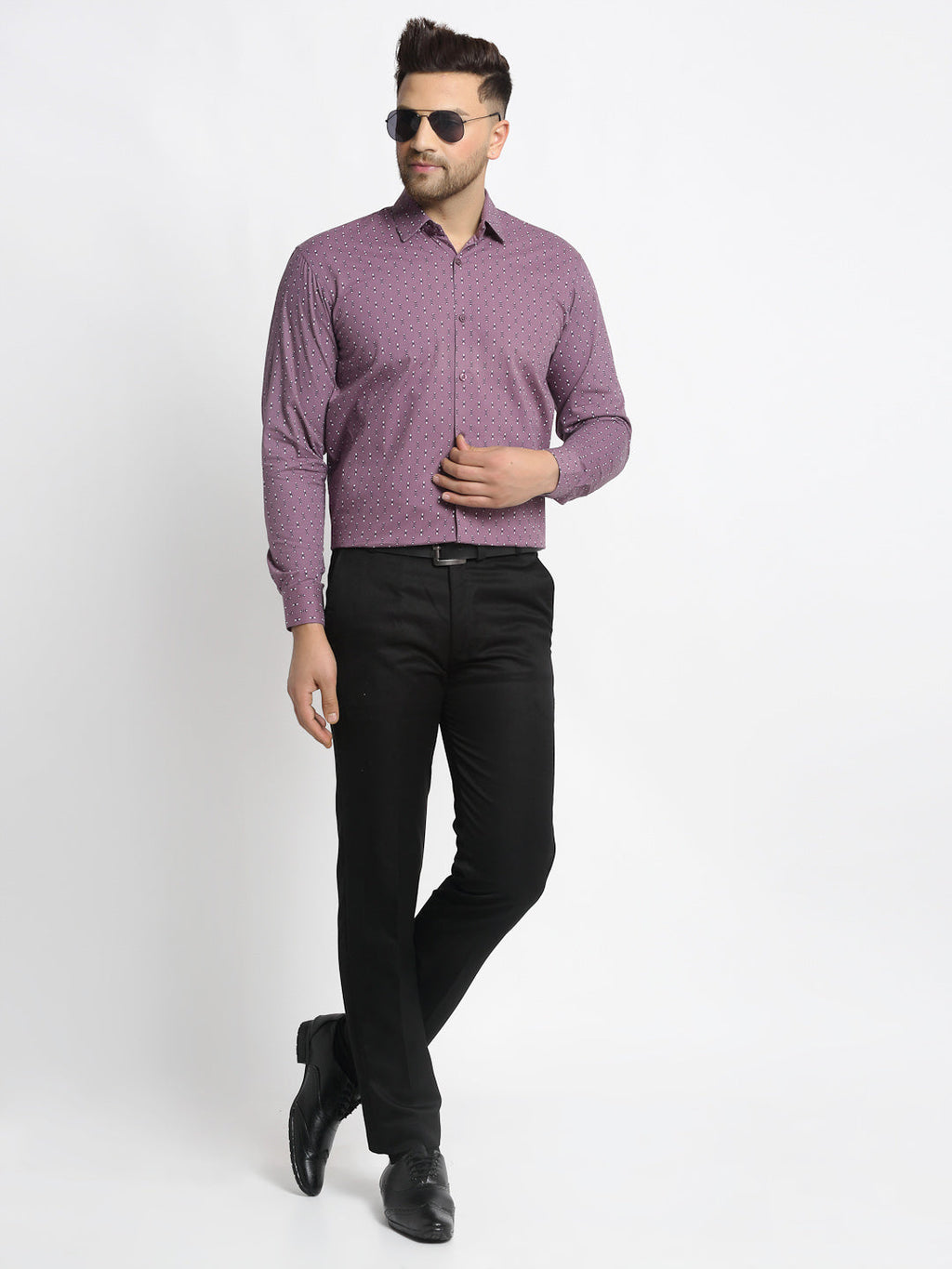 Jainish Magenta Men's Cotton Printed Formal Shirt's ( SF 752Wine ) | Grocsy
