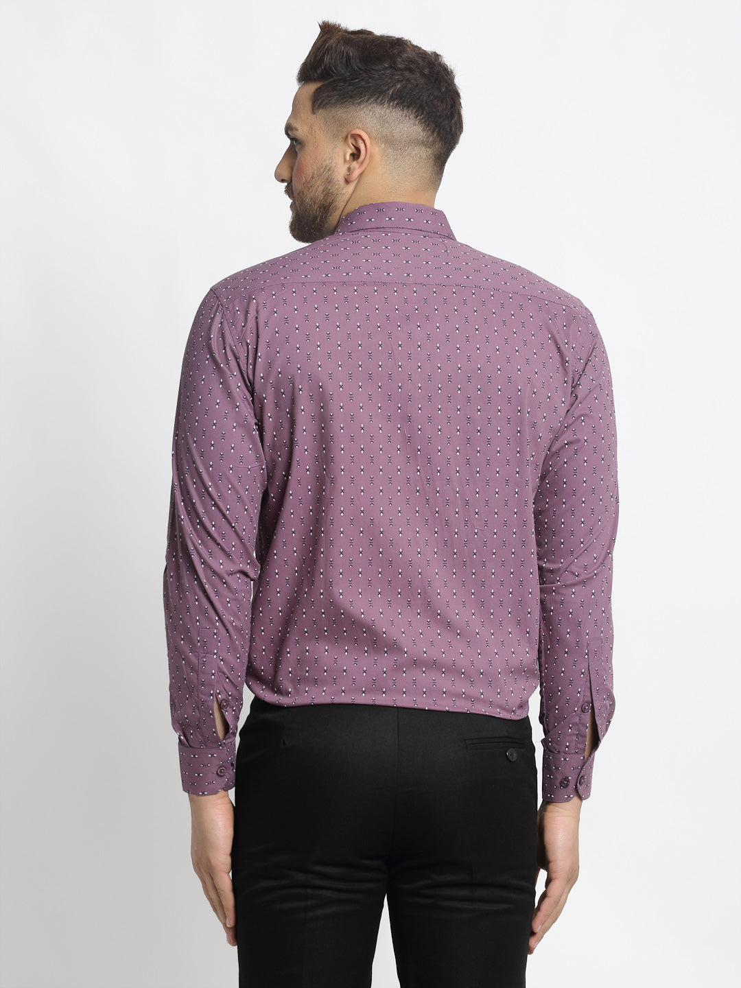 Jainish Magenta Men's Cotton Printed Formal Shirt's ( SF 752Wine ) | Grocsy