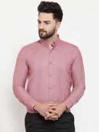 Jainish Coral Men's Cotton Solid Button Down Formal Shirts ( SF 753Coral ) | Grocsy