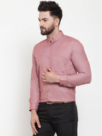 Jainish Coral Men's Cotton Solid Button Down Formal Shirts ( SF 753Coral ) | Grocsy