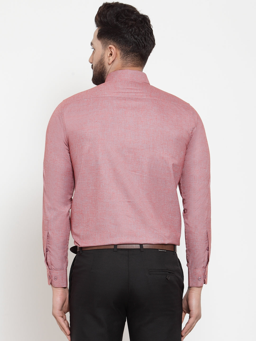 Jainish Coral Men's Cotton Solid Button Down Formal Shirts ( SF 753Coral ) | Grocsy