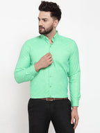 Jainish Green Men's Cotton Solid Button Down Formal Shirts ( SF 753Green ) | Grocsy