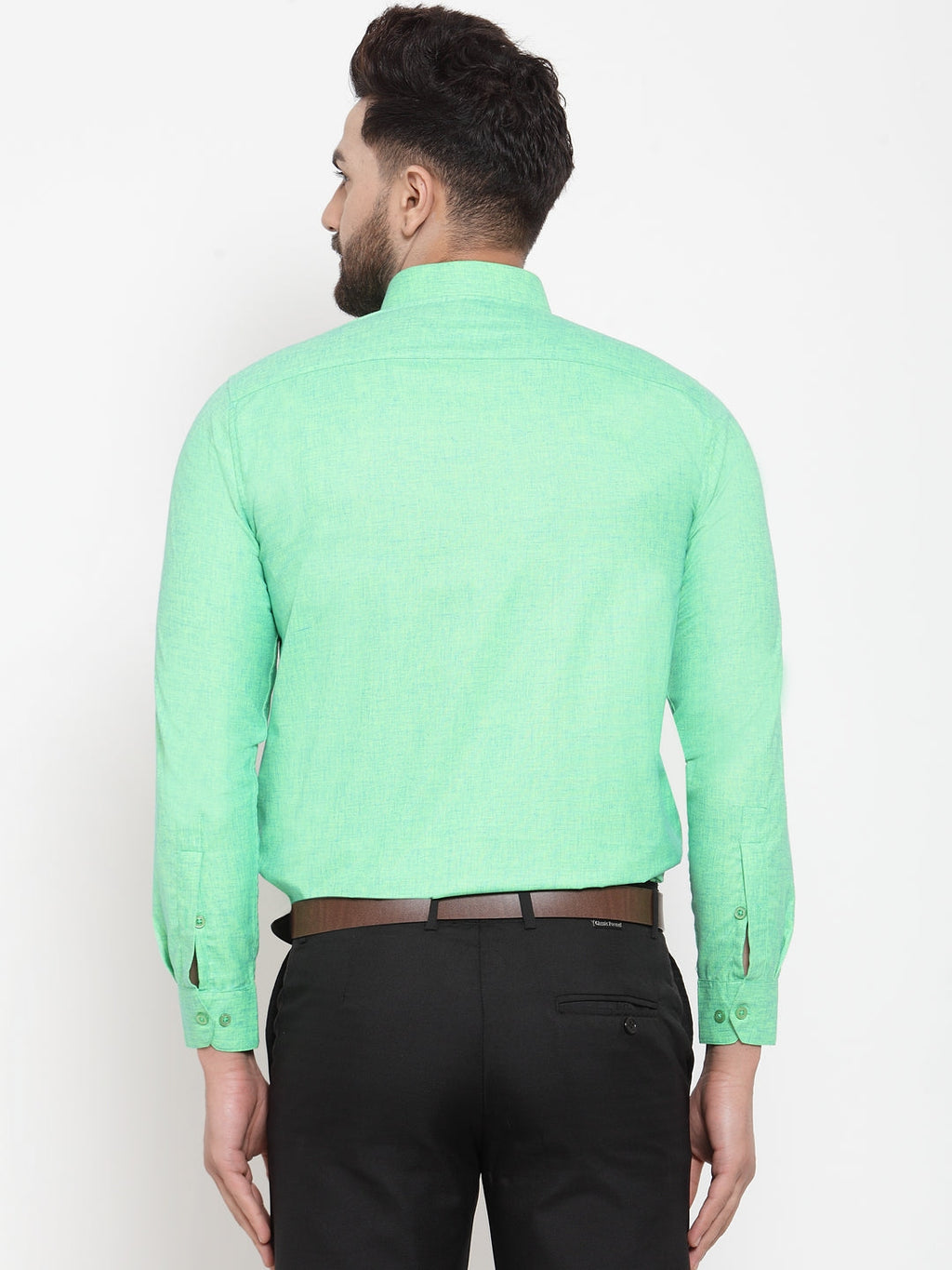 Jainish Green Men's Cotton Solid Button Down Formal Shirts ( SF 753Green ) | Grocsy
