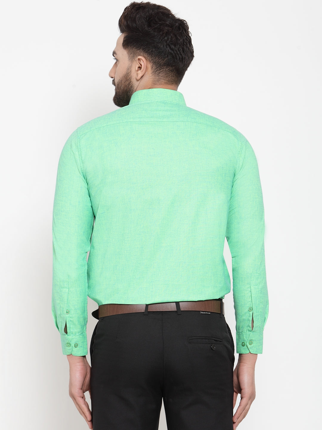 Jainish Green Men's Cotton Solid Button Down Formal Shirts ( SF 753Green ) | Grocsy