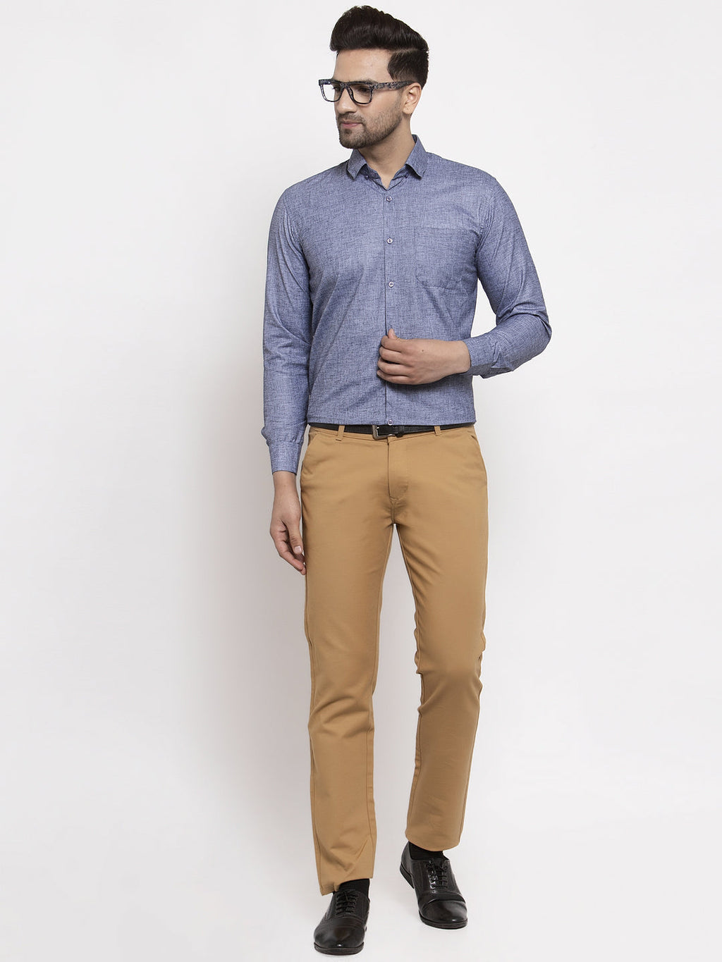 Jainish Grey Men's Cotton Solid Button Down Formal Shirts ( SF 753Grey ) | Grocsy