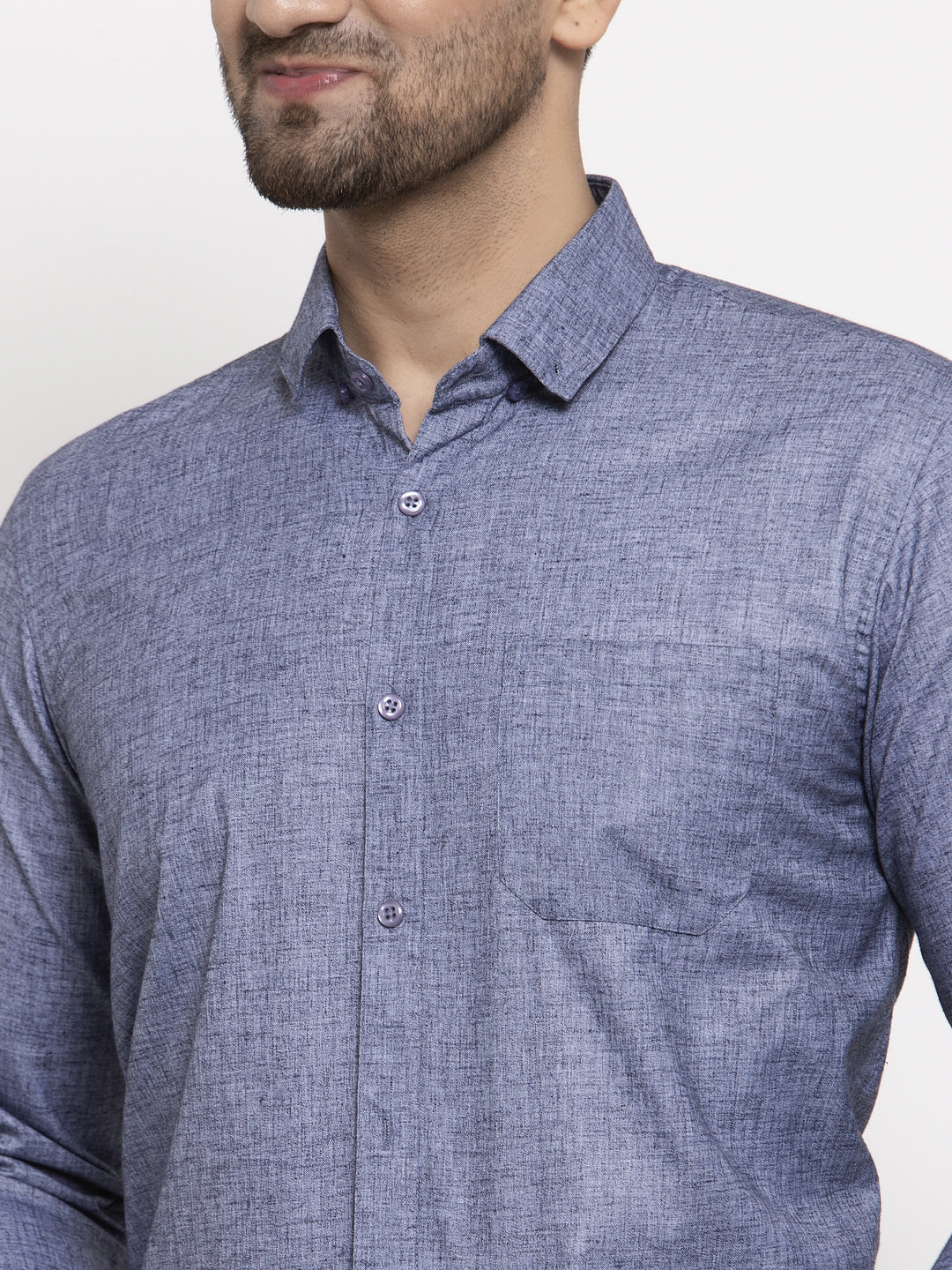 Jainish Grey Men's Cotton Solid Button Down Formal Shirts ( SF 753Grey ) | Grocsy