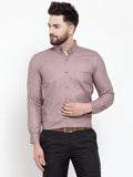 Jainish Brown Men's Cotton Solid Button Down Formal Shirts ( SF 753Mauve ) | Grocsy