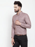 Jainish Brown Men's Cotton Solid Button Down Formal Shirts ( SF 753Mauve ) | Grocsy