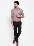 Jainish Brown Men's Cotton Solid Button Down Formal Shirts ( SF 753Mauve ) | Grocsy