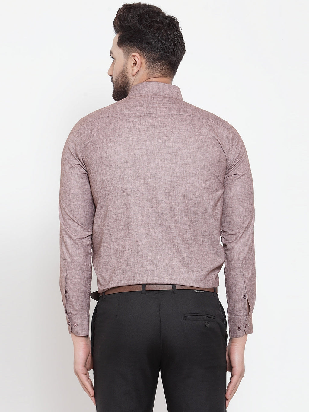 Jainish Brown Men's Cotton Solid Button Down Formal Shirts ( SF 753Mauve ) | Grocsy
