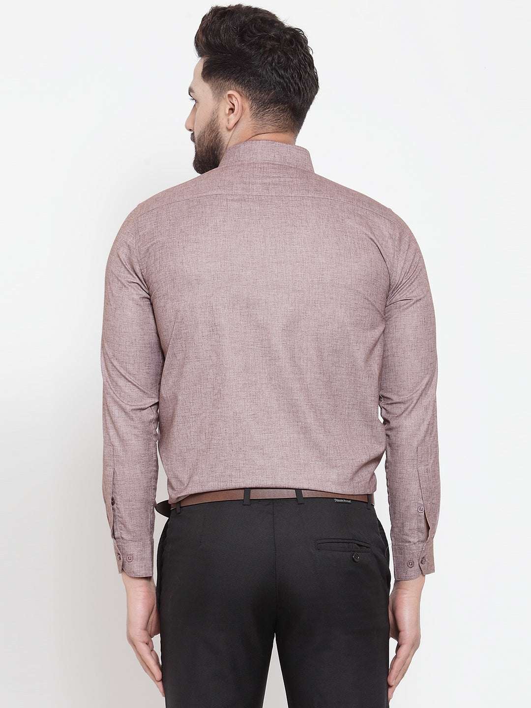 Jainish Brown Men's Cotton Solid Button Down Formal Shirts ( SF 753Mauve ) | Grocsy