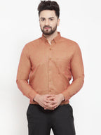 Jainish Orange Men's Cotton Solid Button Down Formal Shirts ( SF 753Orange ) | Grocsy