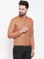 Jainish Orange Men's Cotton Solid Button Down Formal Shirts ( SF 753Orange ) | Grocsy