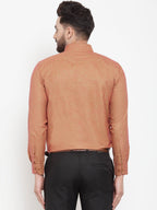 Jainish Orange Men's Cotton Solid Button Down Formal Shirts ( SF 753Orange ) | Grocsy