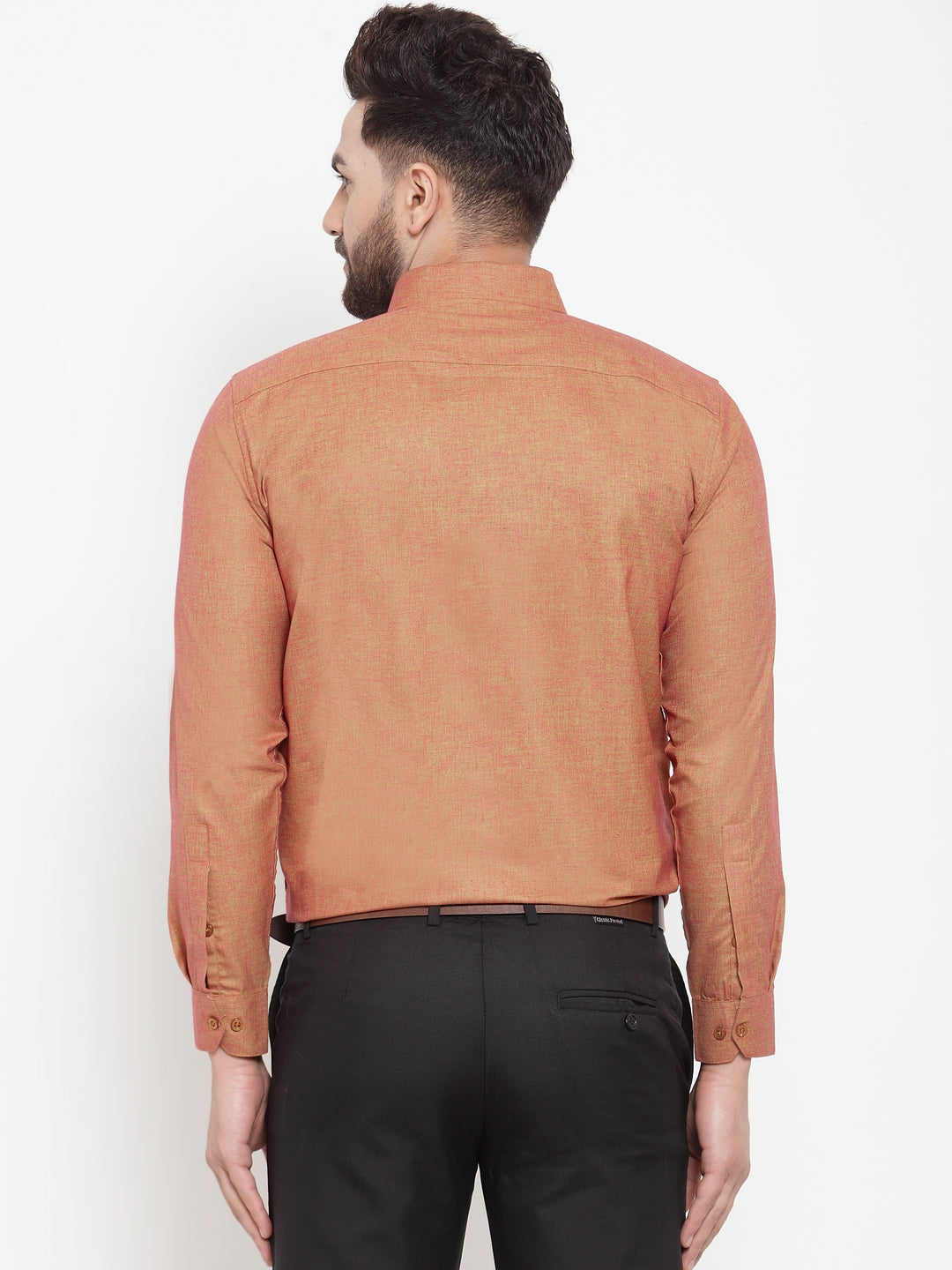 Jainish Orange Men's Cotton Solid Button Down Formal Shirts ( SF 753Orange ) | Grocsy