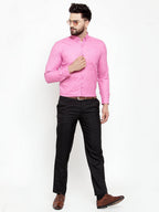 Jainish Pink Men's Cotton Solid Button Down Formal Shirts ( SF 753Pink ) | Grocsy