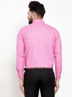 Jainish Pink Men's Cotton Solid Button Down Formal Shirts ( SF 753Pink ) | Grocsy