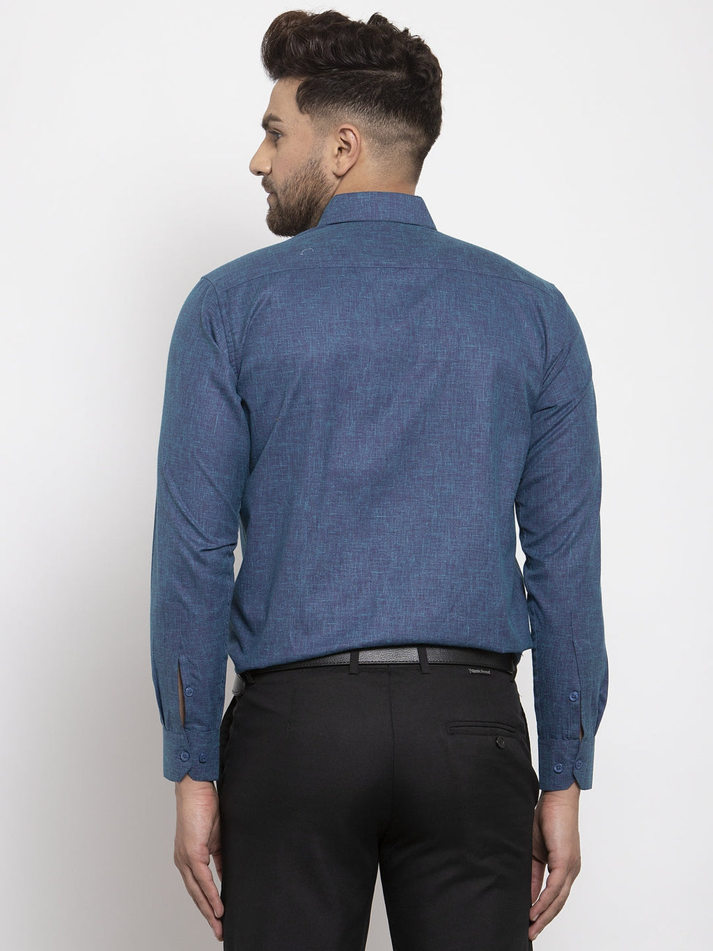 Jainish Blue Men's Cotton Solid Button Down Formal Shirts ( SF 753Teal ) | Grocsy