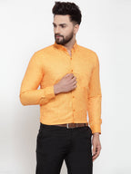 Jainish Yellow Men's Cotton Solid Button Down Formal Shirts ( SF 753Yellow ) | Grocsy