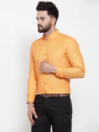 Jainish Yellow Men's Cotton Solid Button Down Formal Shirts ( SF 753Yellow ) | Grocsy