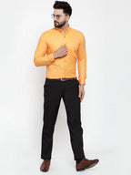 Jainish Yellow Men's Cotton Solid Button Down Formal Shirts ( SF 753Yellow ) | Grocsy
