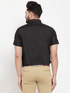 Jainish Black Men's Cotton Half Sleeves Solid Formal Shirts ( SF 754Black ) | Grocsy