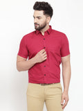 Jainish Maroon Men's Cotton Half Sleeves Solid Formal Shirts ( SF 754Mehroon ) | Grocsy