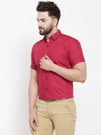Jainish Maroon Men's Cotton Half Sleeves Solid Formal Shirts ( SF 754Mehroon ) | Grocsy
