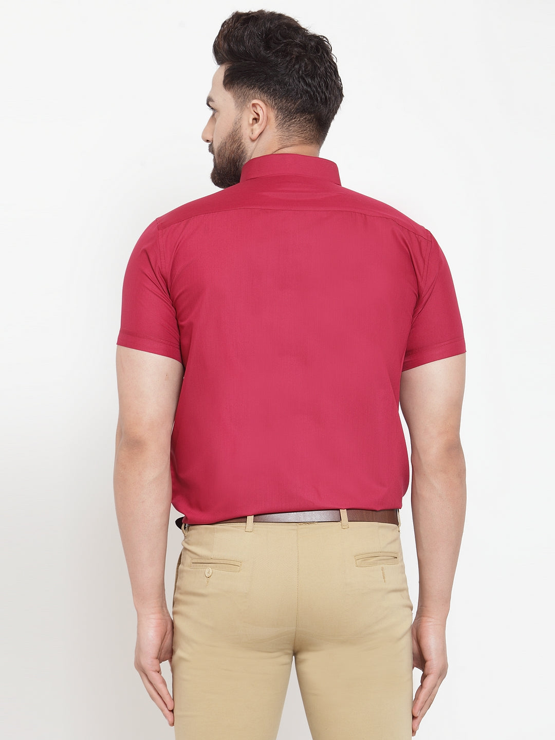 Jainish Maroon Men's Cotton Half Sleeves Solid Formal Shirts ( SF 754Mehroon ) | Grocsy