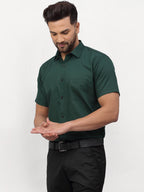 Jainish Olive Men's Cotton Half Sleeves Solid Formal Shirts ( SF 754Olive ) | Grocsy