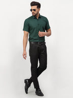 Jainish Olive Men's Cotton Half Sleeves Solid Formal Shirts ( SF 754Olive ) | Grocsy