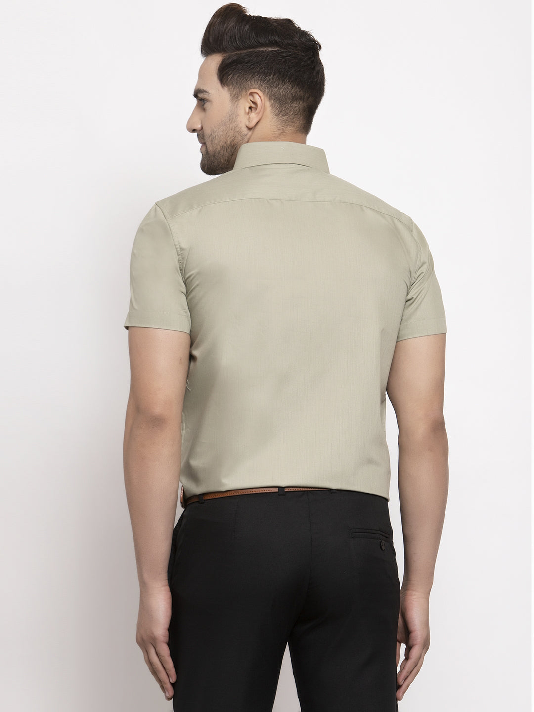 Jainish Green Men's Cotton Half Sleeves Solid Formal Shirts ( SF 754Pista ) | Grocsy