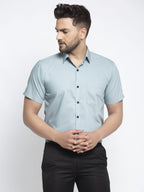 Jainish Green Men's Cotton Half Sleeves Solid Formal Shirts ( SF 754Sea-Green ) | Grocsy