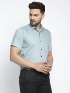 Jainish Green Men's Cotton Half Sleeves Solid Formal Shirts ( SF 754Sea-Green ) | Grocsy