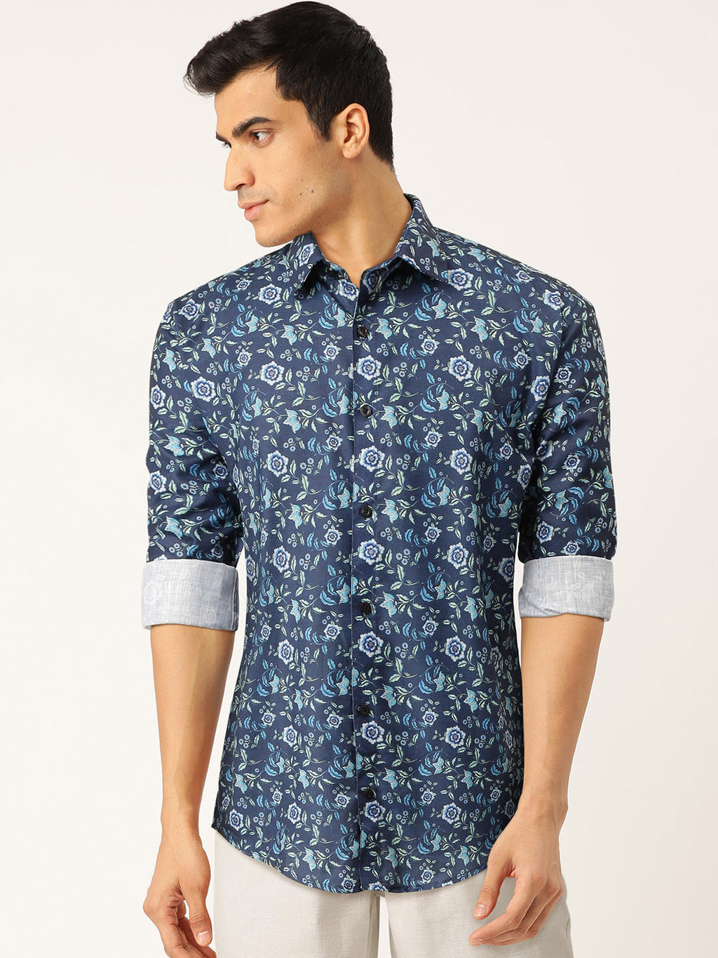 Jainish Blue Men's Cotton Printed Formal Shirt's ( SF 756Blue ) | Grocsy