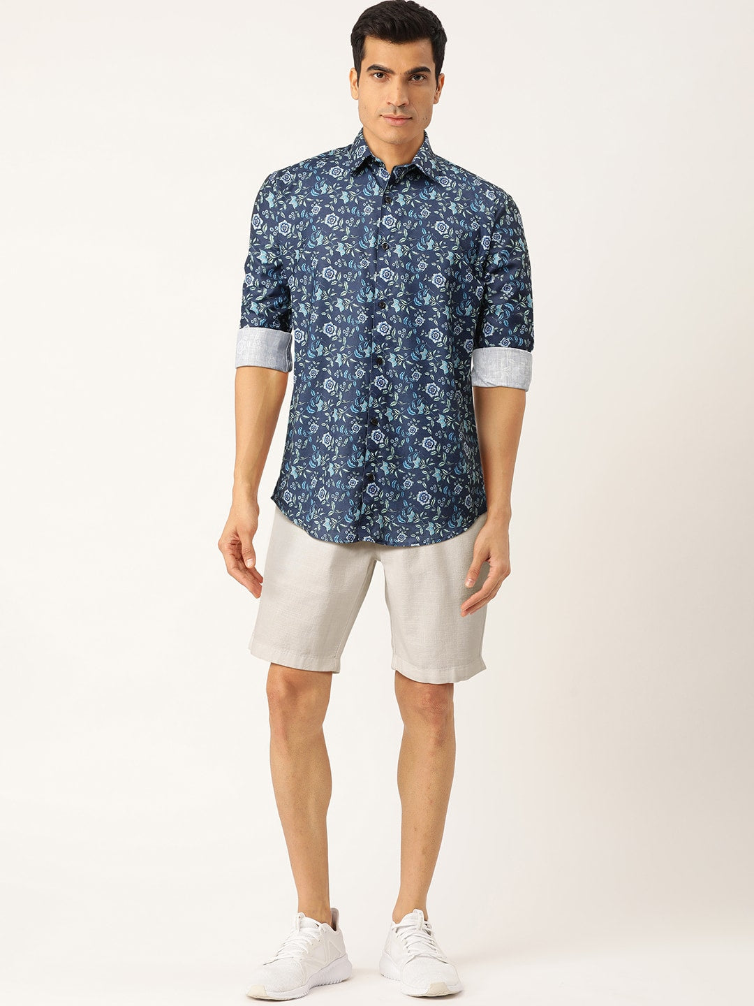 Jainish Blue Men's Cotton Printed Formal Shirt's ( SF 756Blue ) | Grocsy