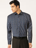 Jainish Navy Men's Cotton Printed Formal Shirt's ( SF 756Navy ) | Grocsy
